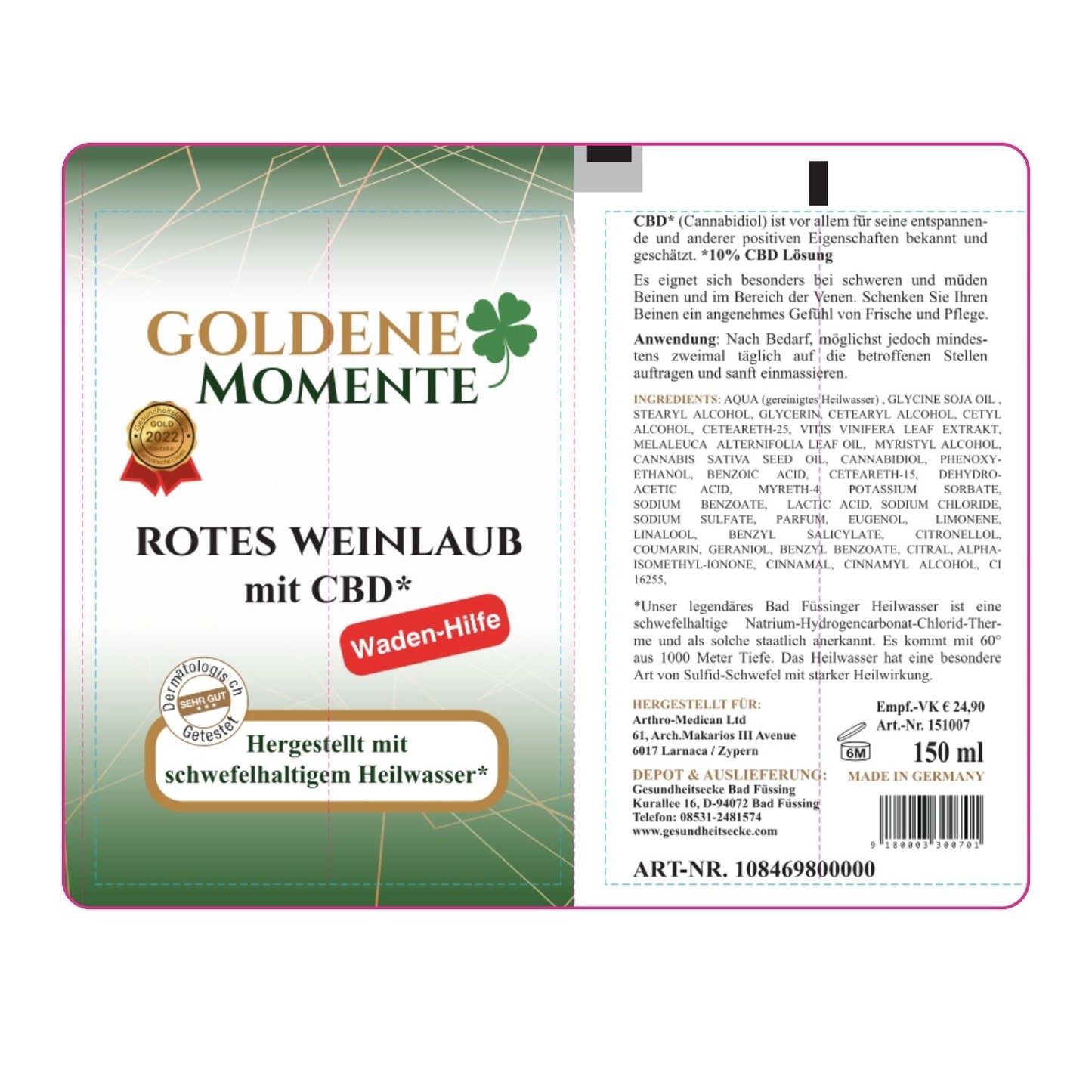Rotes Weinlaub mit CBD