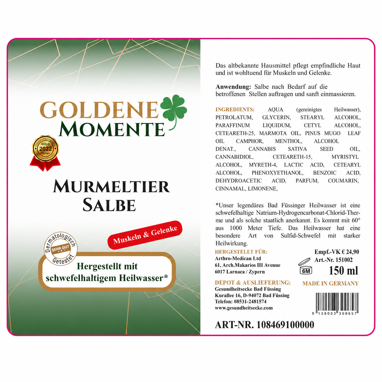 Murmeltier Salbe  -  NIMM DREI gemischt 25% Rabatt